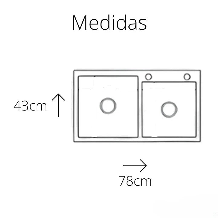 Cuba Dupla em Inox Escovado Gourmet - DecoPlus