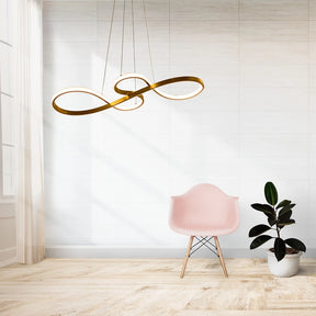 Lustre Pendente de Led Dourado com 3 Cores De Luz