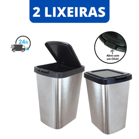 Kit 2 Lixeiras de Cozinha Inox Metalizado - DecoPro