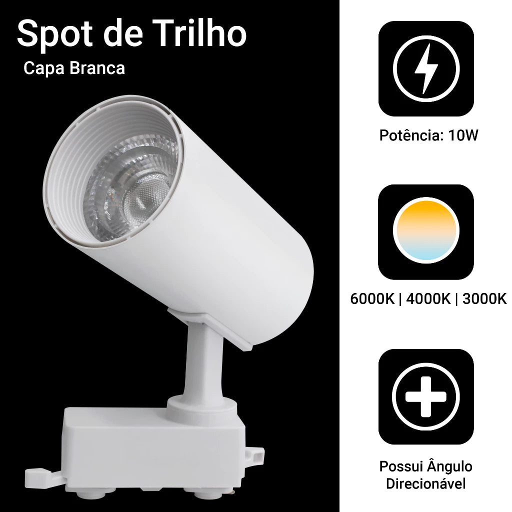 Kit Trilho Eletrificado 2m + 6 Spots Led - DecoPro