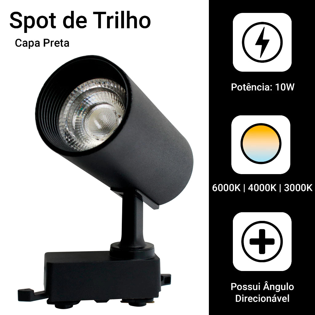 Kit Trilho Eletrificado 2m + 6 Spots Led - DecoPro