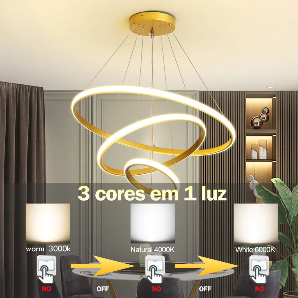 Lustre de Luxo Com 3 Cores - Sofie