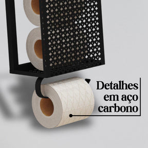 Porta Papel Higiênico Preto Em Aço - DecoPro