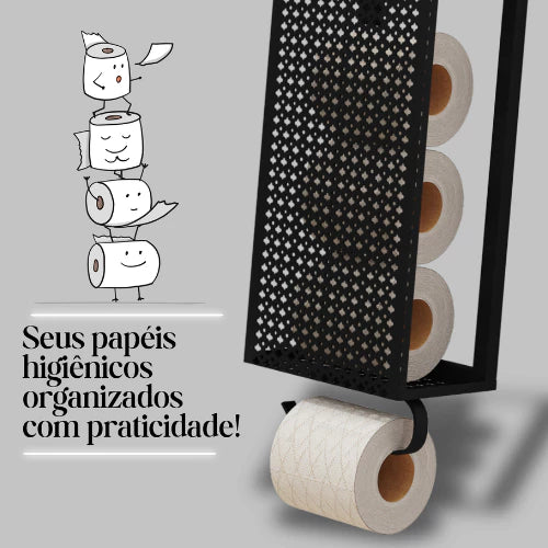 Porta Papel Higiênico Preto Em Aço - DecoPro