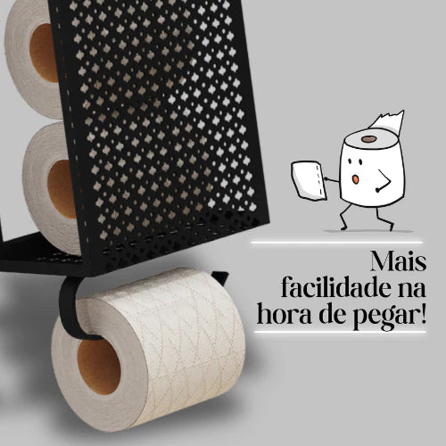 Porta Papel Higiênico Preto Em Aço - DecoPro