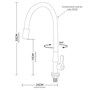 Torneira Para Cozinha Flexível Moderna - Rayzen